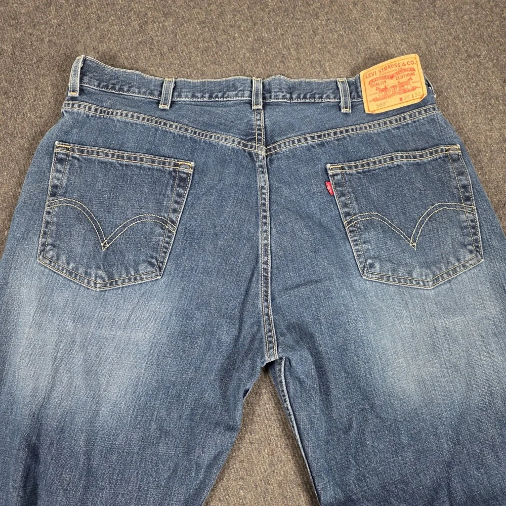 Levis 569 Loose Straight Leg‎ Jeans Mens 38x31 Medium Wash Blue Denim Y2K Baggy